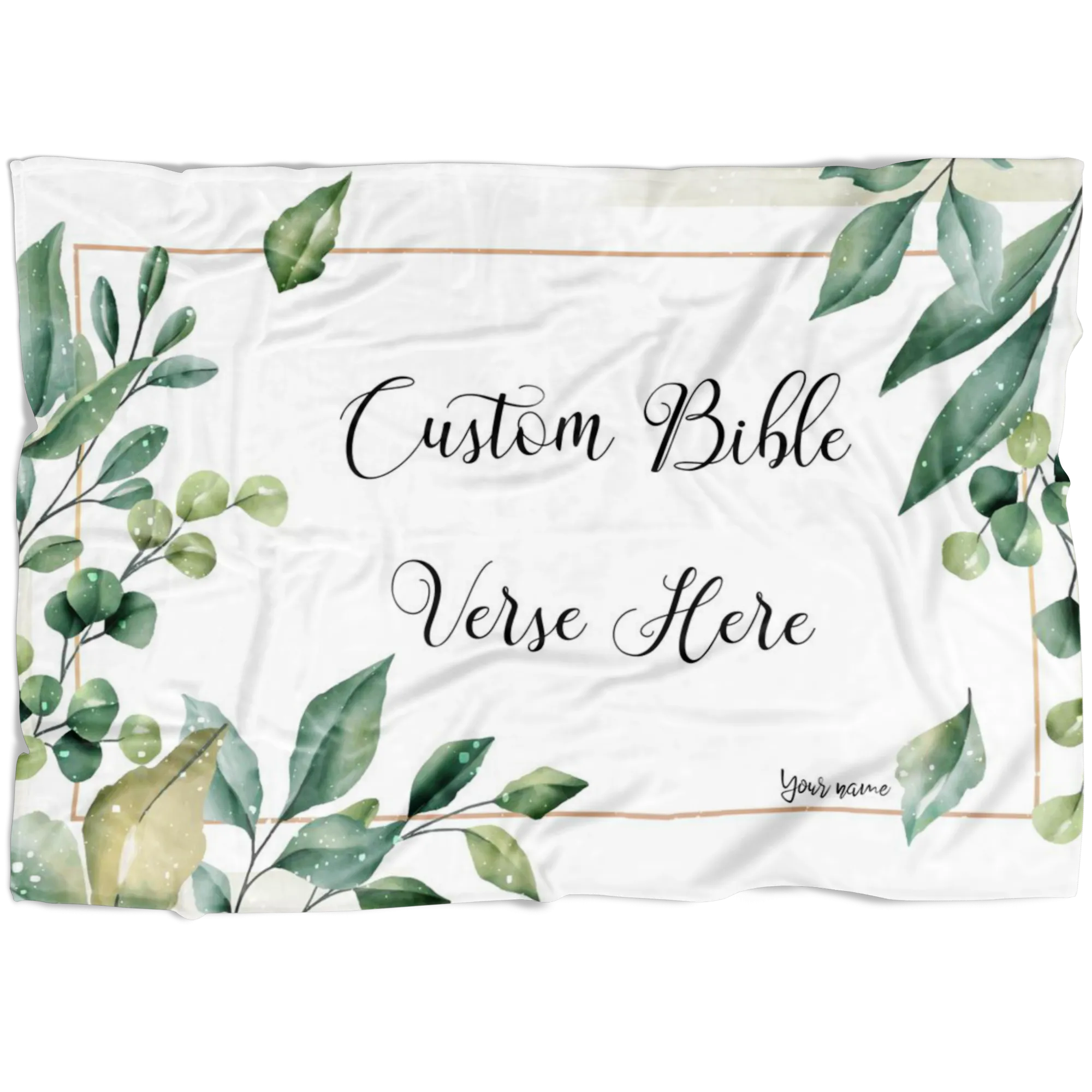 Customizable Artistic Bible Verse Premium Mink Sherpa Blanket with Signature (Design: Rectangle Garland 8)