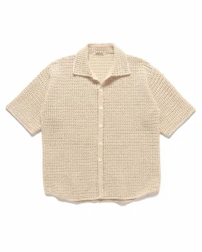 Hand-Crochet Ivory Half Sleeved Knit Shirt