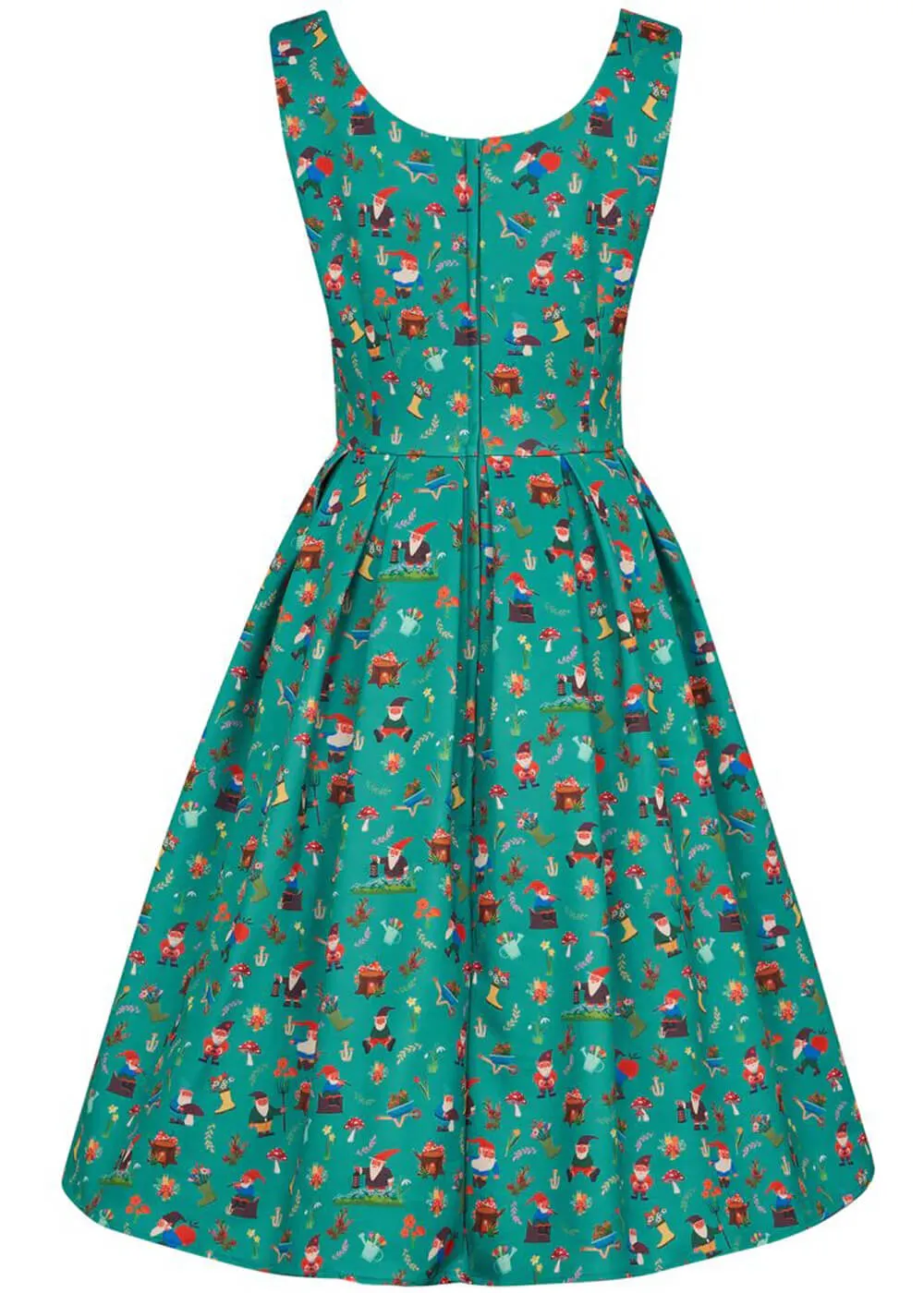 Dolly & Dotty Amanda 50's Circle Swing Dress - Garden Gnome Design, Green