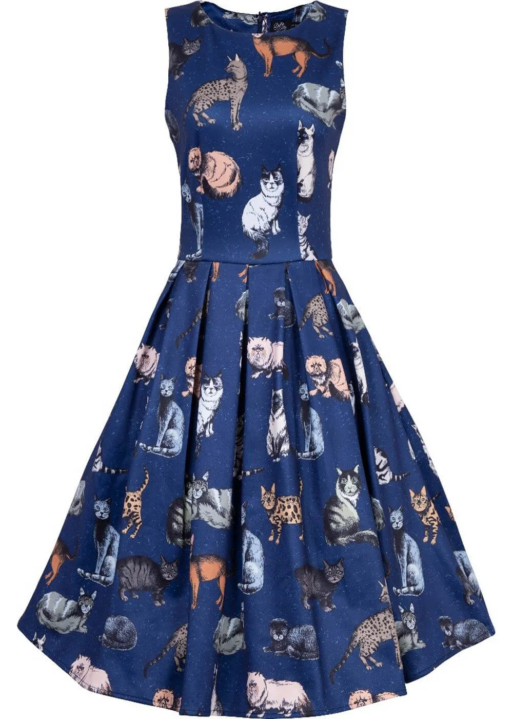 Classic Navy Swing Dress featuring Cat Design by Dolly & Dotty