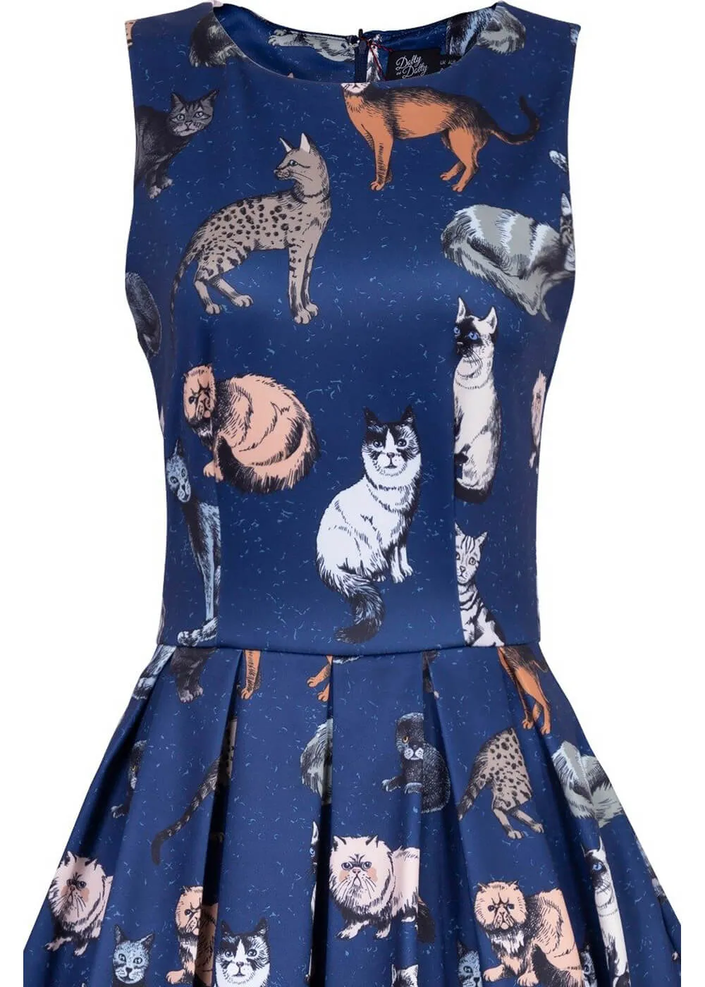 Classic Navy Swing Dress featuring Cat Design by Dolly & Dotty