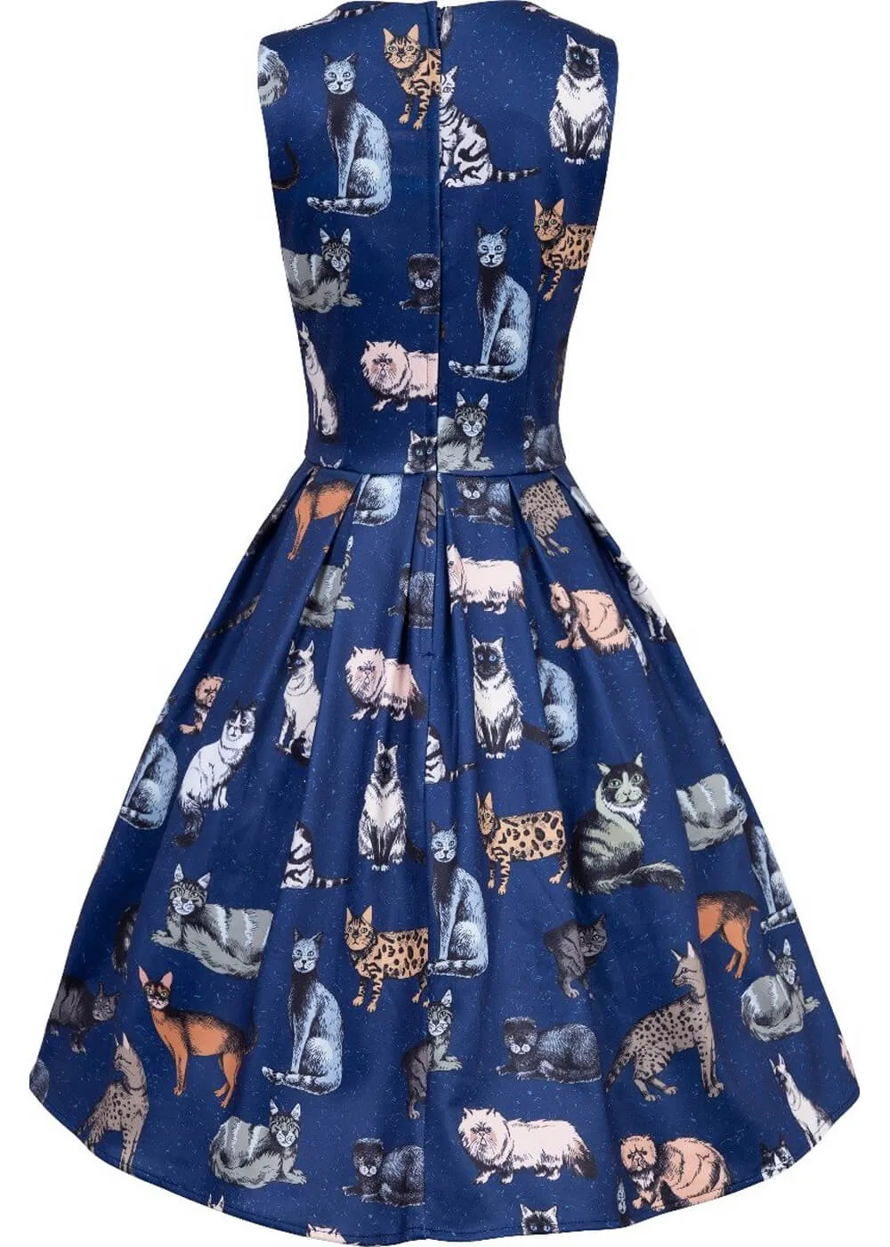 Classic Navy Swing Dress featuring Cat Design by Dolly & Dotty