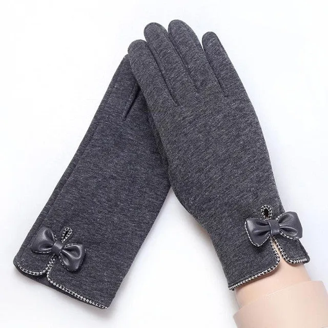 Chic Bowknot Cotton Gloves for Outdoor Activities