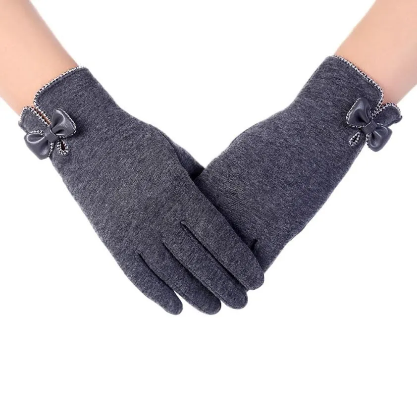 Chic Bowknot Cotton Gloves for Outdoor Activities