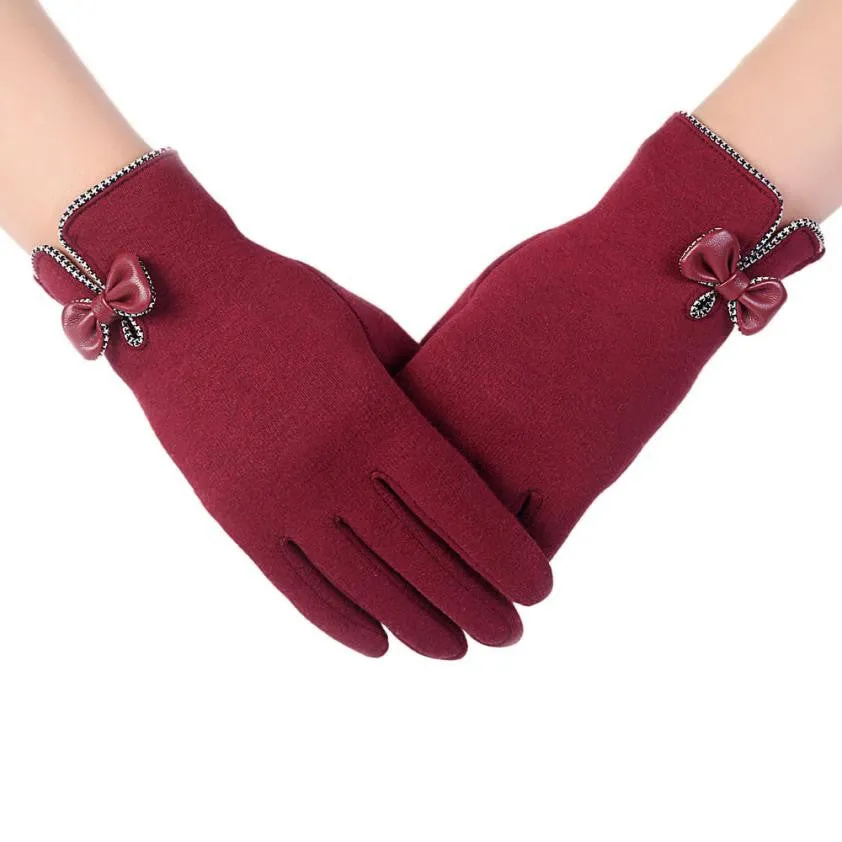 Chic Bowknot Cotton Gloves for Outdoor Activities