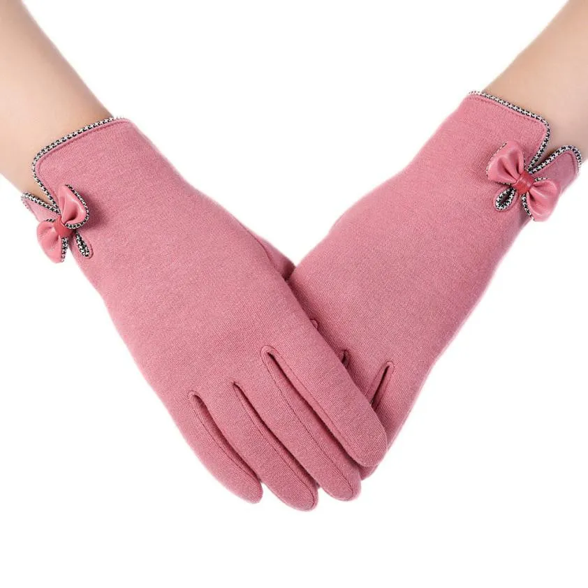 Chic Bowknot Cotton Gloves for Outdoor Activities