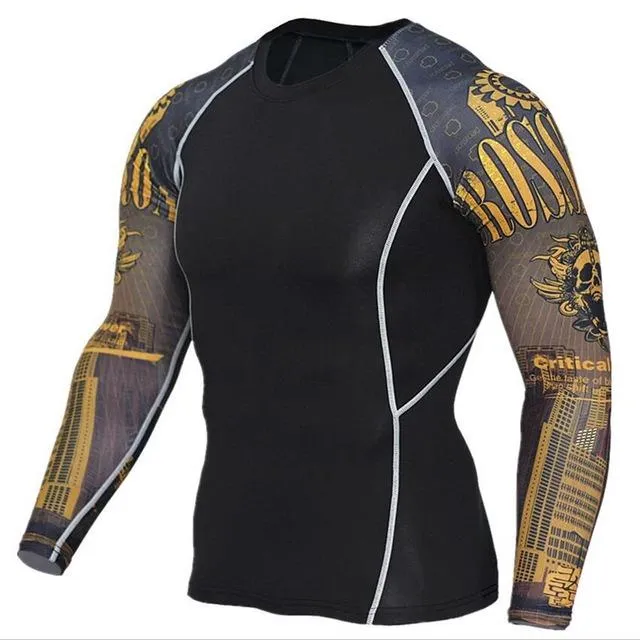 3D Wolf Print Long Sleeve Fitness Tee