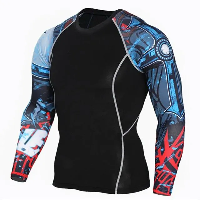 3D Wolf Print Long Sleeve Fitness Tee