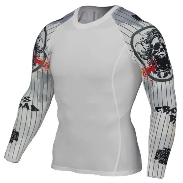 3D Wolf Print Long Sleeve Fitness Tee