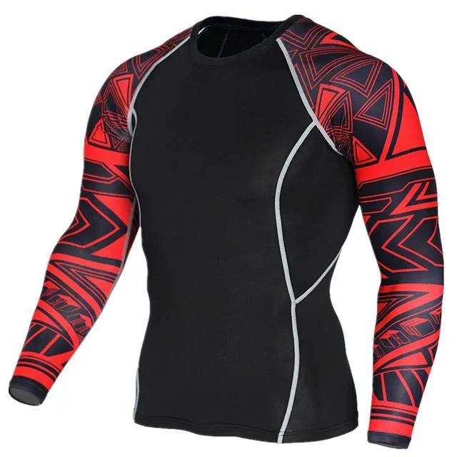 3D Wolf Print Long Sleeve Fitness Tee