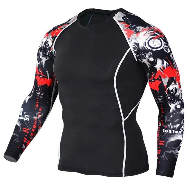 3D Wolf Print Long Sleeve Fitness Tee