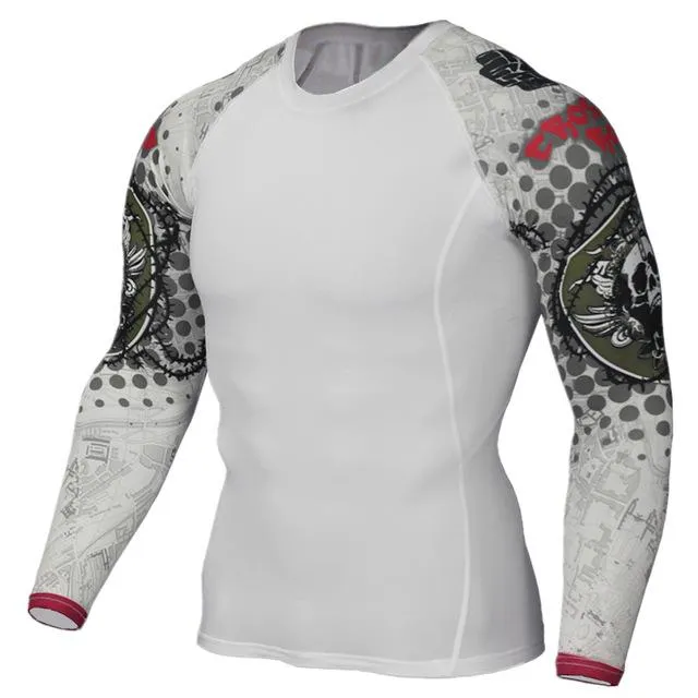 3D Wolf Print Long Sleeve Fitness Tee