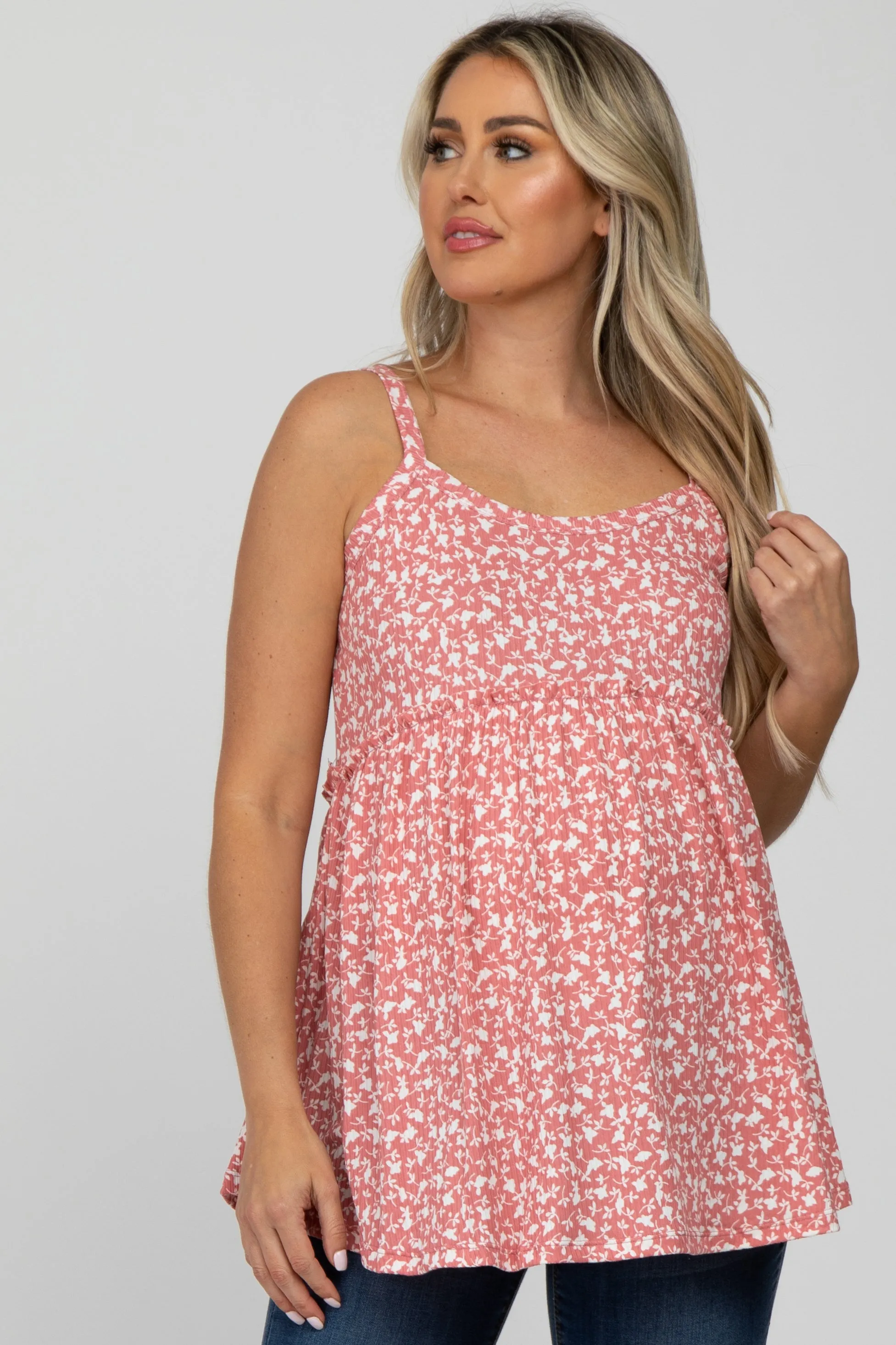 Coral Floral Babydoll Maternity Top