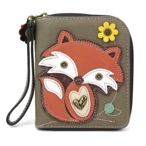 Olive Fox Zip-Around Wallet