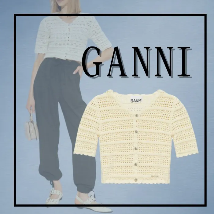 Ganni Casual Style Plain Cotton Short Sleeves Office Style