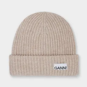 GANNI Sustainable Logo Beanie Hat Tigers Eye