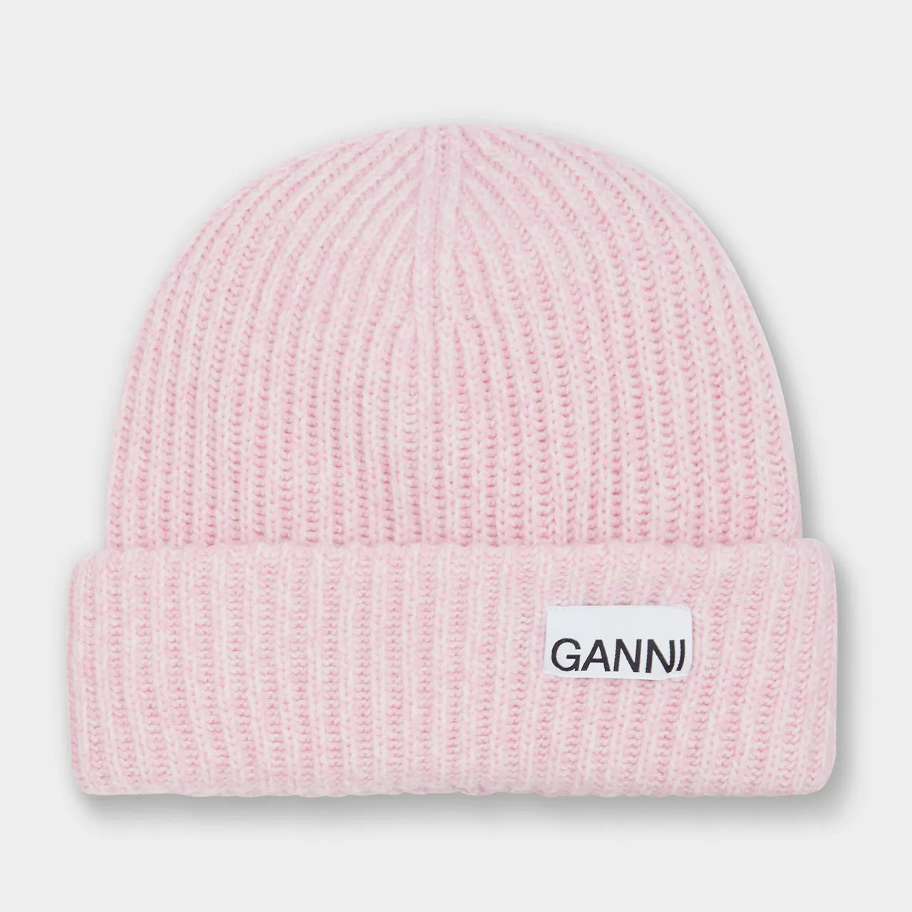 GANNI Sustainable Logo Ribbed Beanie Hat - Lilac Sachet