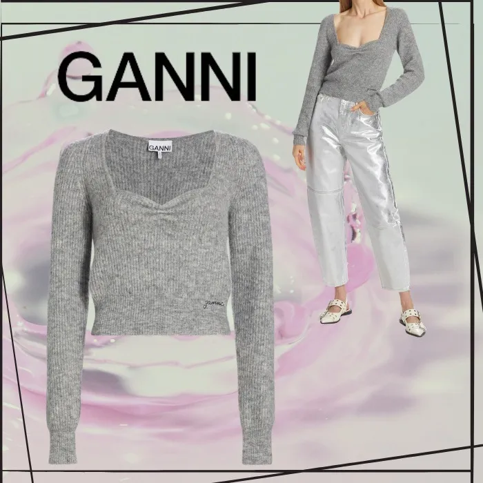 Casual Wool Long Sleeve Plain Party Ganni