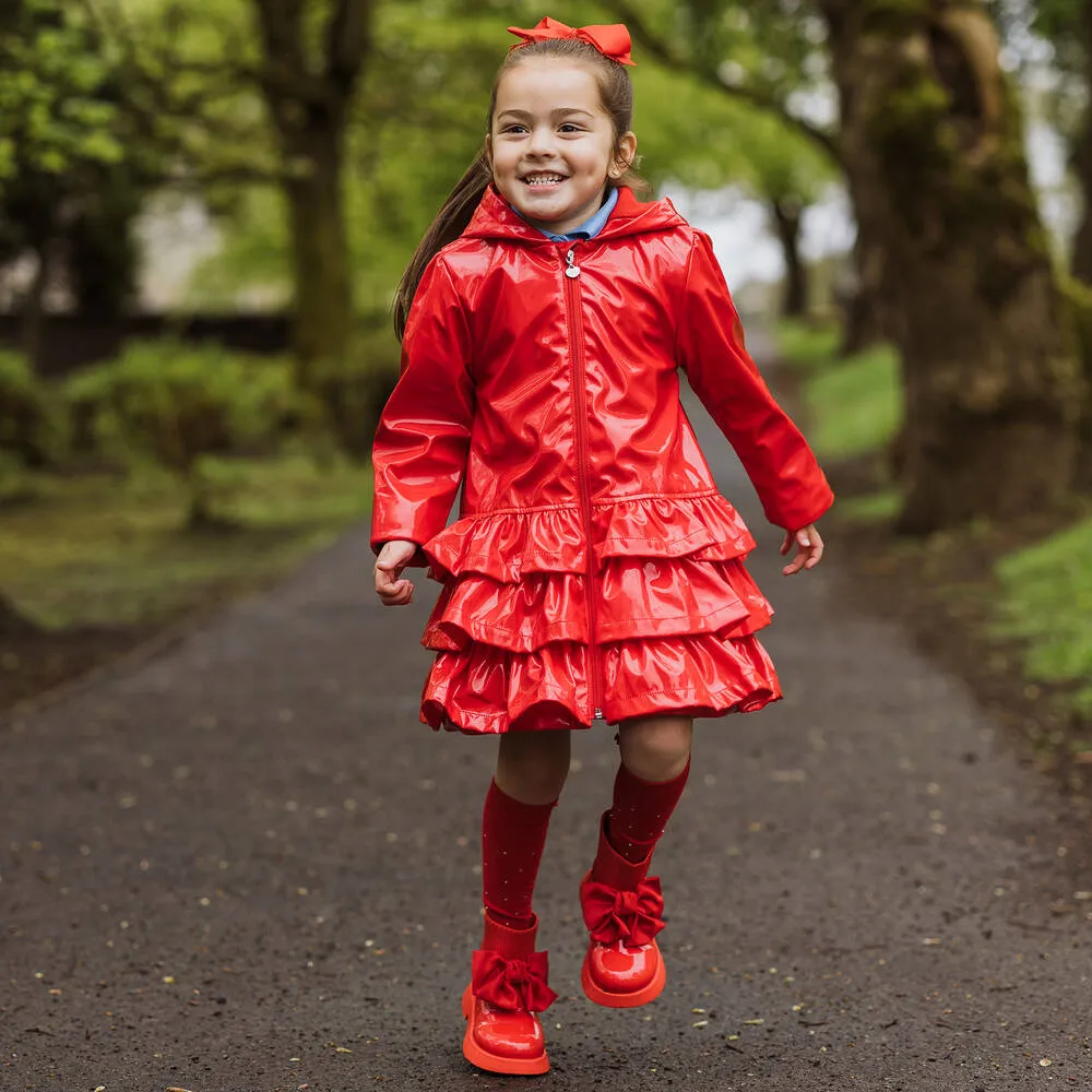 Red Patent Faux Leather Girls Boots