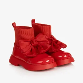 Red Patent Faux Leather Girls Boots