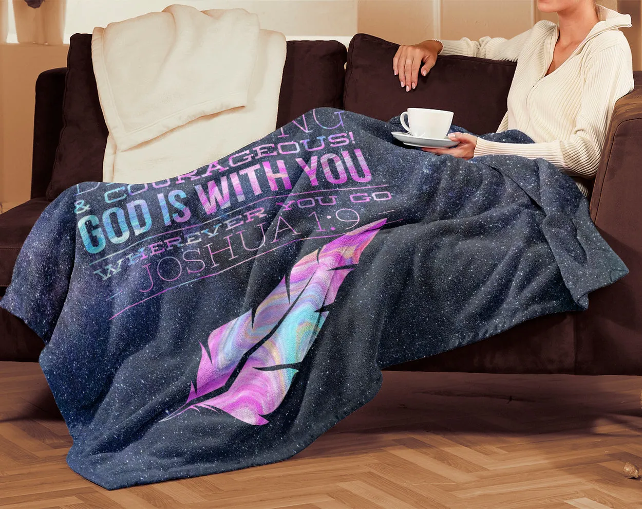 Assuring Sherpa Blanket with Joshua 1 Verse