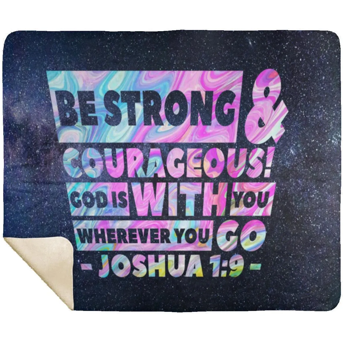 Bible Verse Mink Sherpa Blanket Joshua 1:9 God With You Design 3