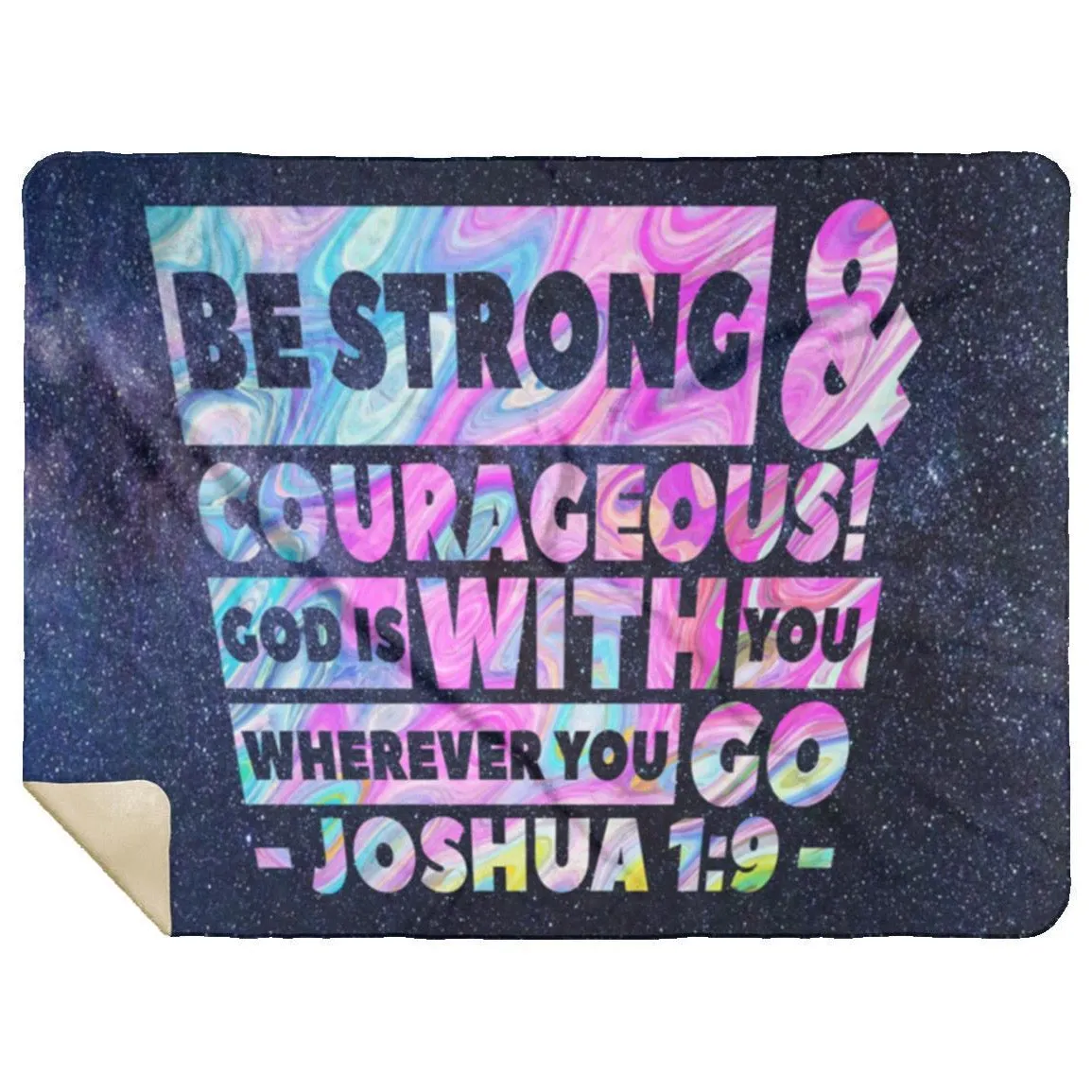 Bible Verse Mink Sherpa Blanket Joshua 1:9 God With You Design 3