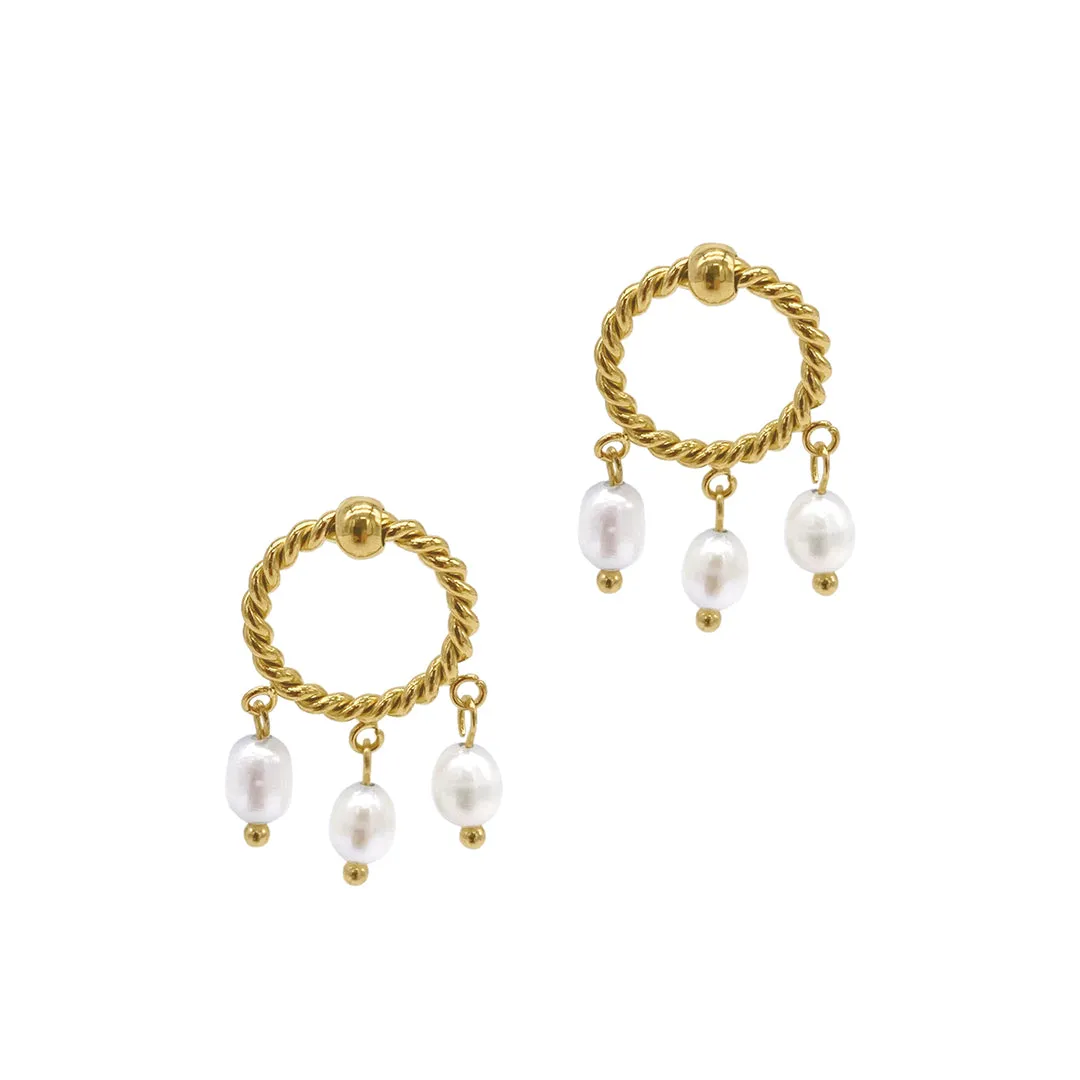 Gold Pearl Earrings