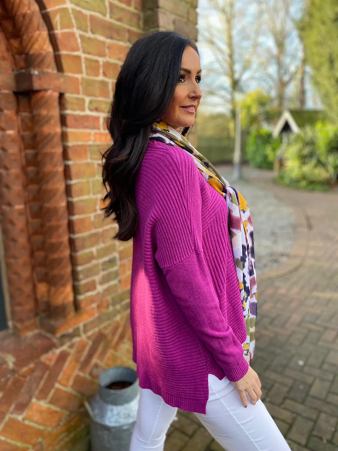 Isha Grape Ribbed Jumper