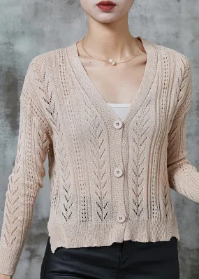 Handmade Apricot Hollow Out Knit Cardigans