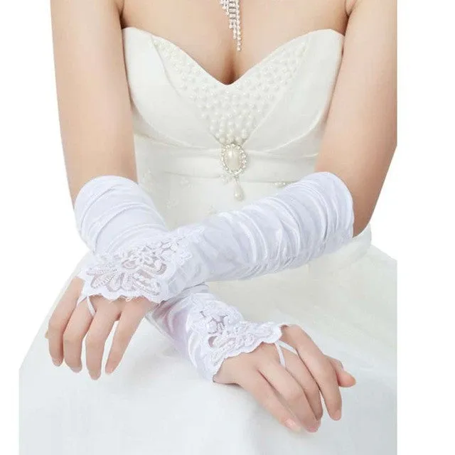 Trendy Beaded Elbow-Length Women's Gloves