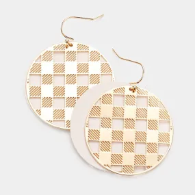 iLLASPARKZ Round Faux Leather Earrings with Slash Pattern Detail