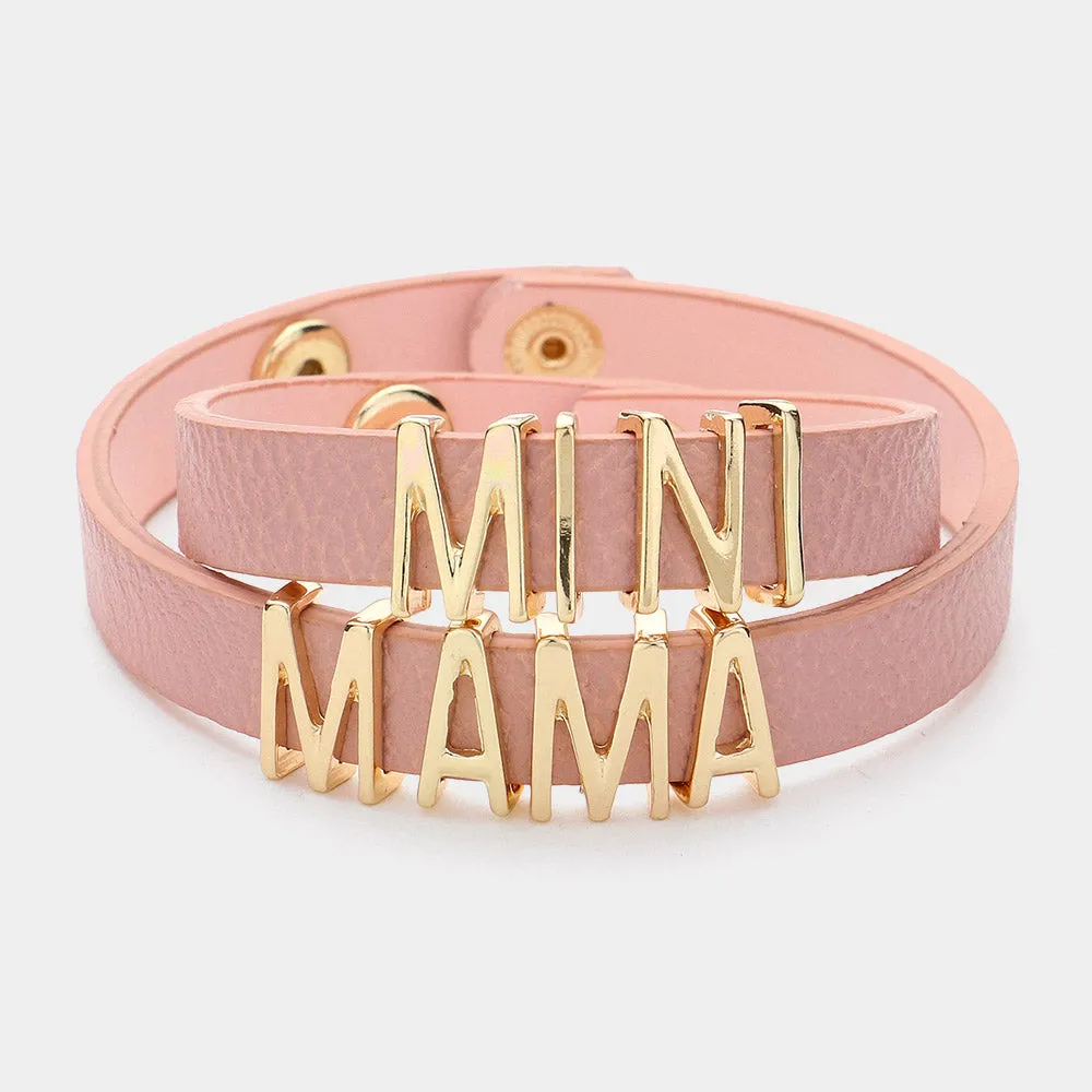 iLLASPARKZ Set of 2 Faux Leather Button Snap Bracelets with MINI MAMA Message