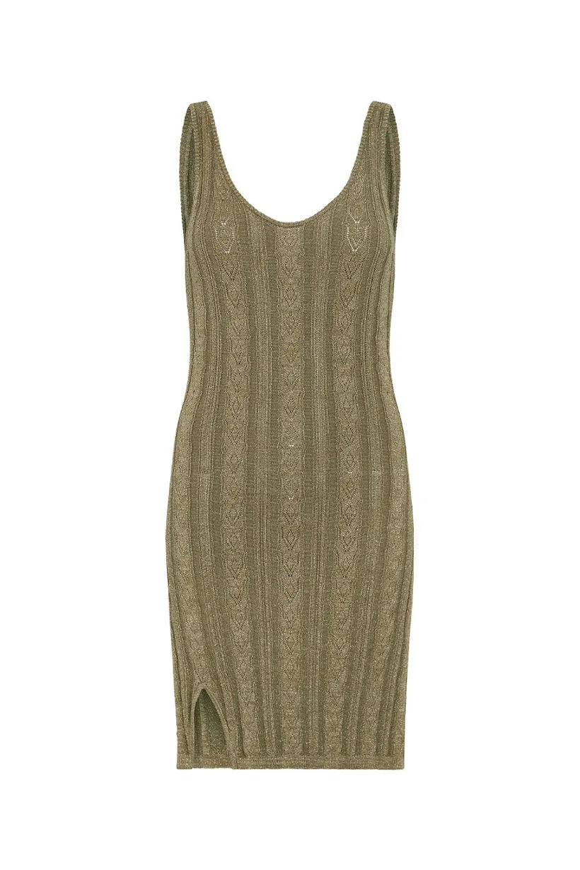 Khaki Ribbed Mini Dress - Spell & The Gypsy