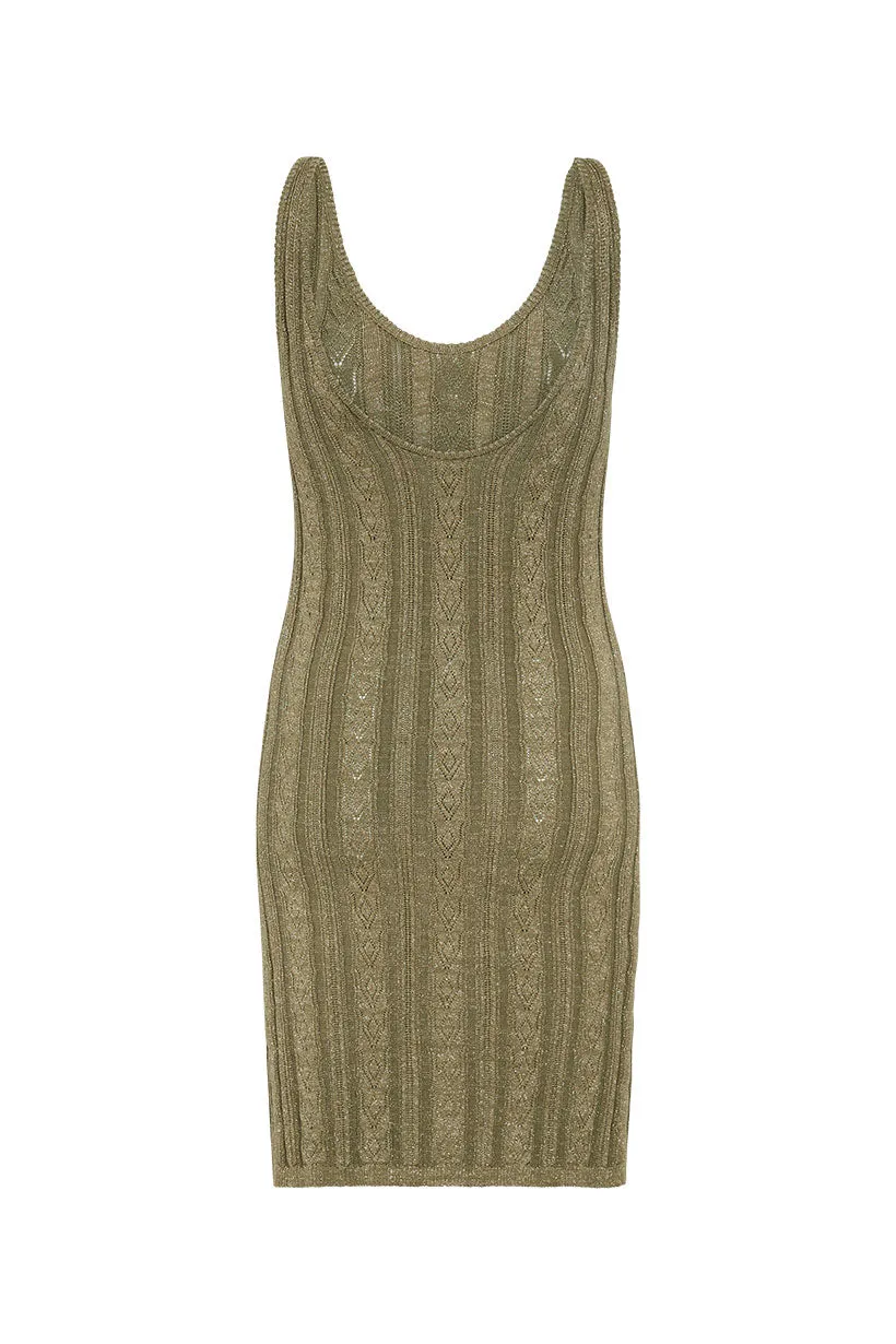 Khaki Ribbed Mini Dress - Spell & The Gypsy