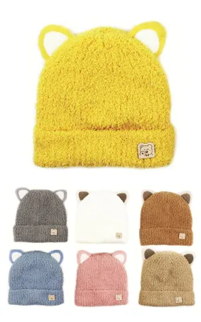 Kids Winter Knit Hats with Animal Ear & Bear Deco - DBHK3943