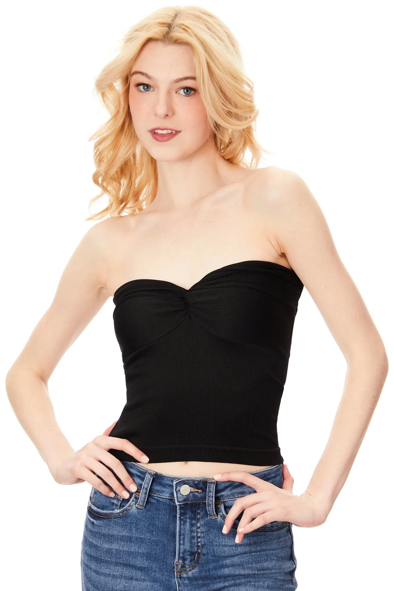 Knotted Tube Top with Front Detail