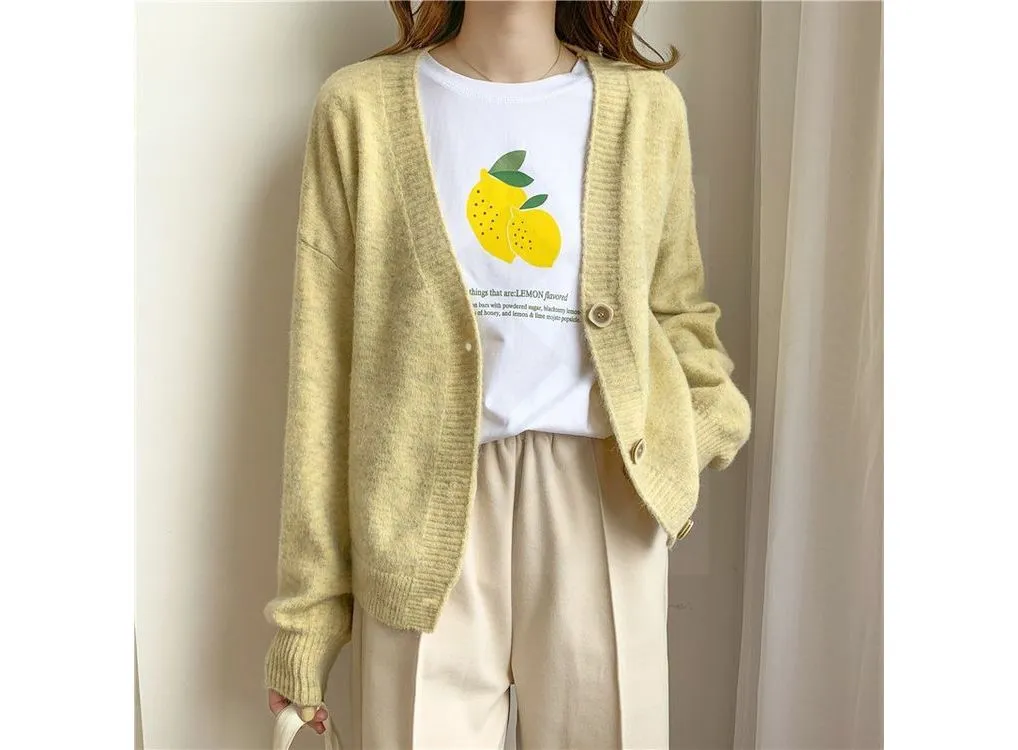 Korean Chic Oversized V-Neck Sweater Cardigan for Winter