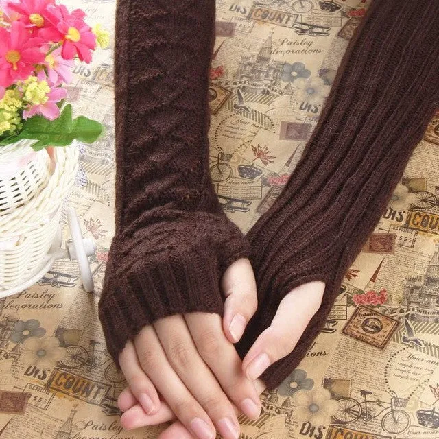 Cozy Fingerless Knit Gloves with Hollow Out Design