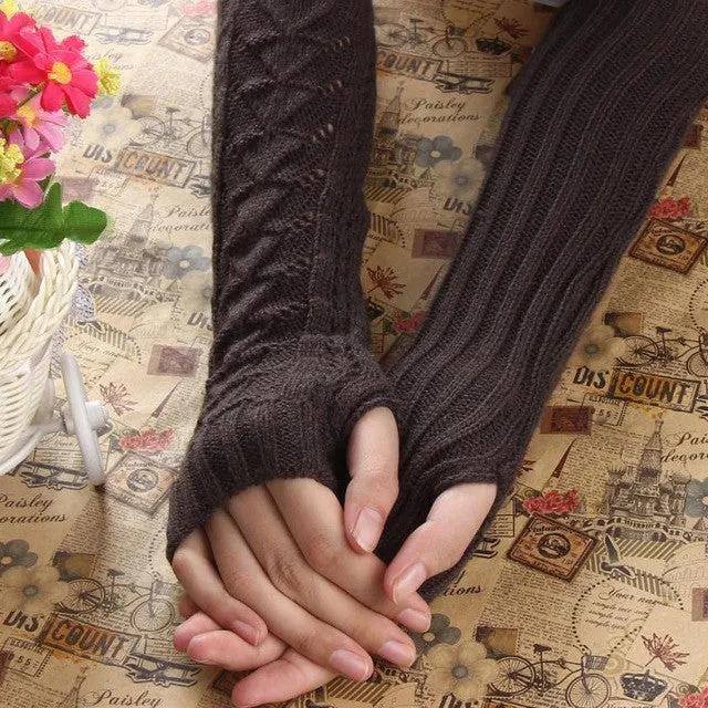 Cozy Fingerless Knit Gloves with Hollow Out Design