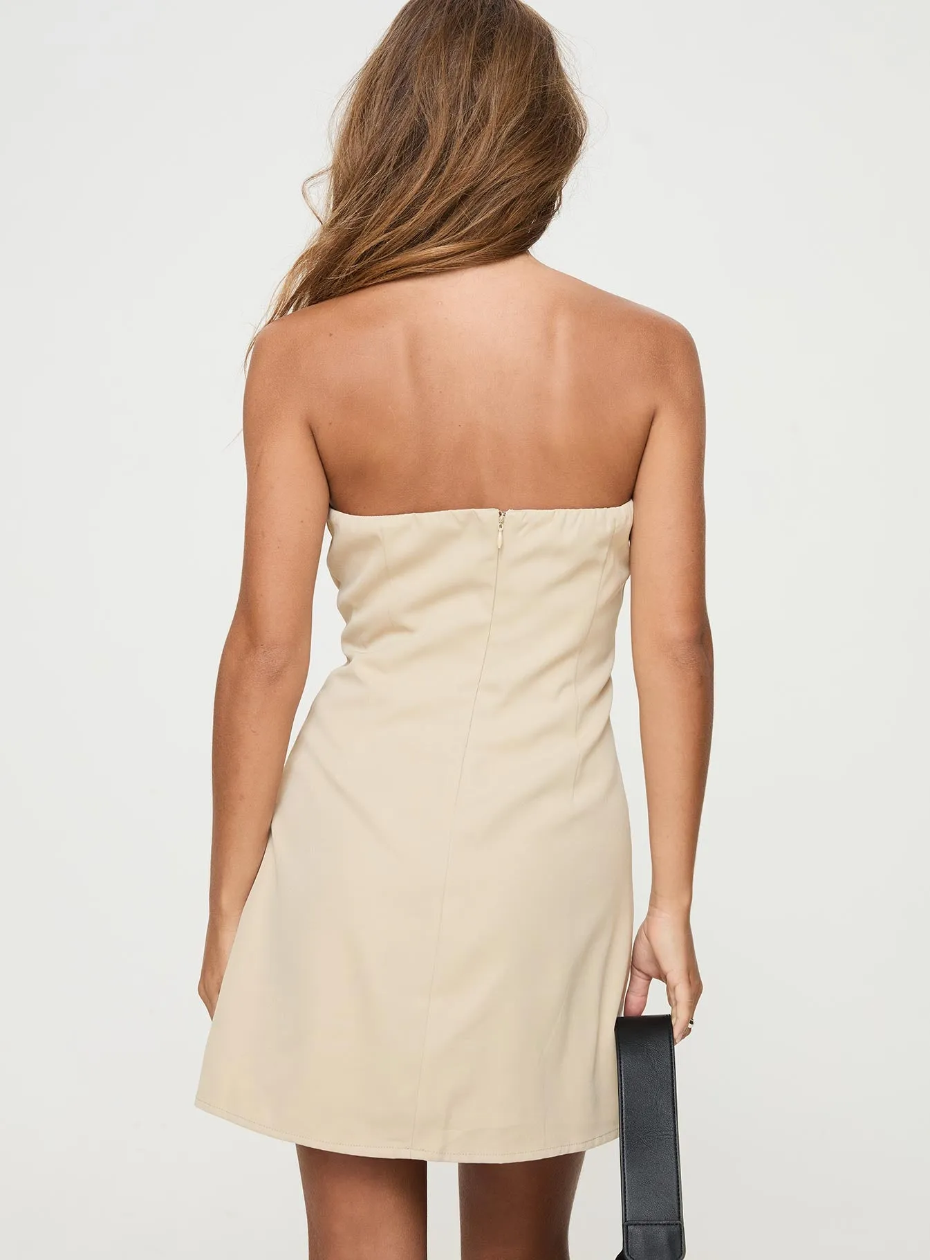 Strapless Beige Mini Dress