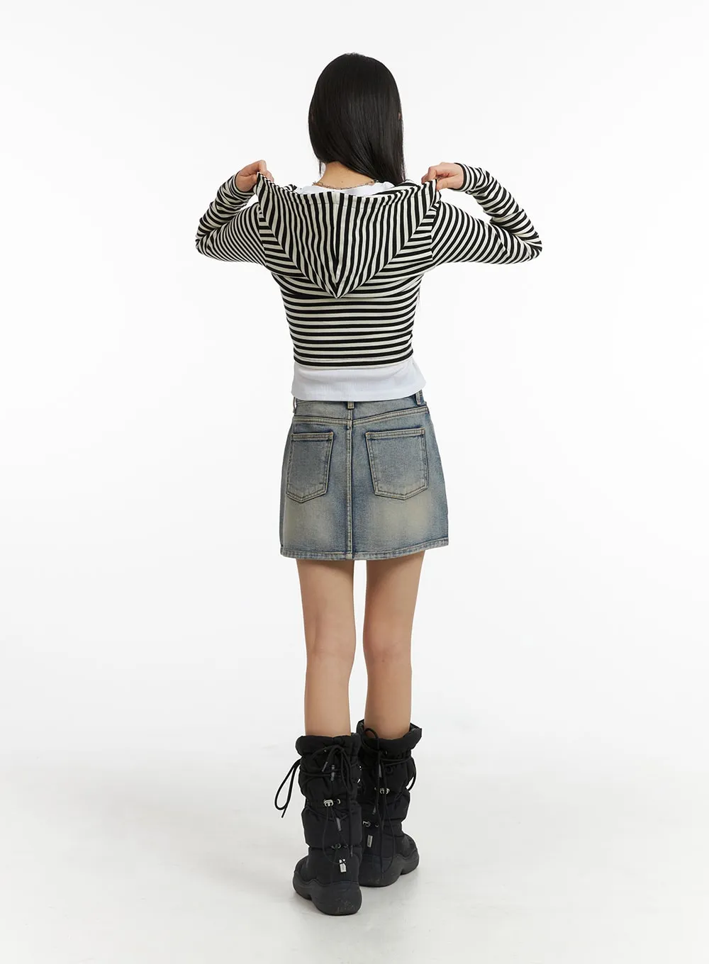 CJ412 Light Washed Denim Mini Skirt