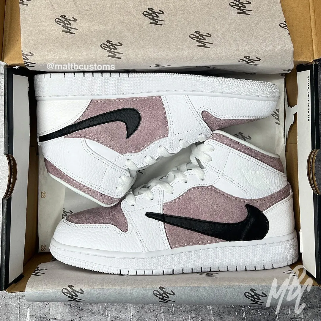 Jordan 1 Mid Lilac Suede Reverse Swoosh | UK 5.5