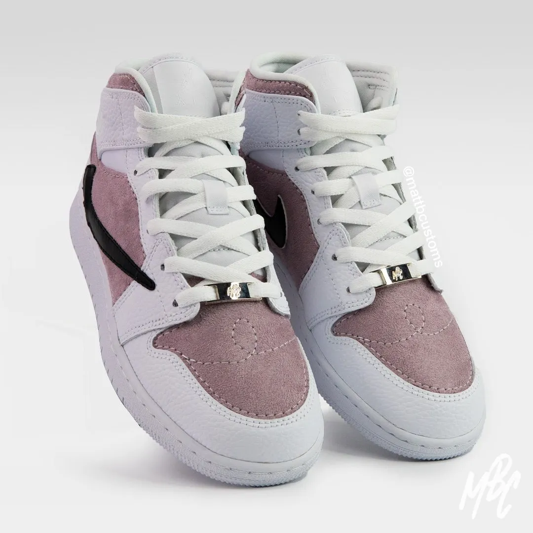 Jordan 1 Mid Lilac Suede Reverse Swoosh | UK 5.5