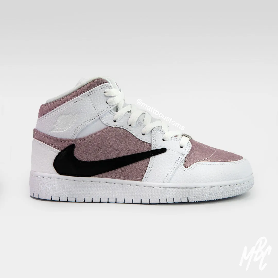 Jordan 1 Mid Lilac Suede Reverse Swoosh | UK 5.5