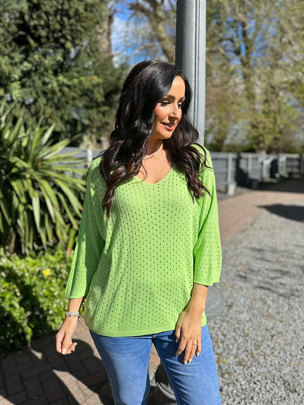 Green Multi Hole Knit Yasmin