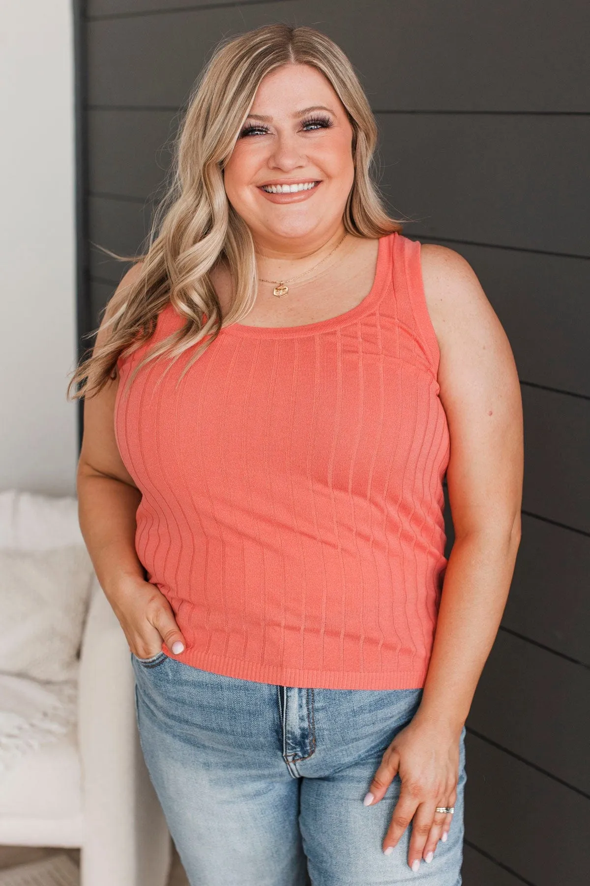 Coral Knit Tank Top