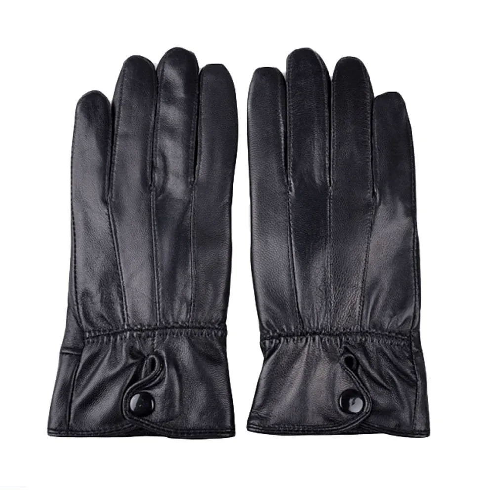 Women's Luxurious Leather Winter Gloves with Cashmere Bow