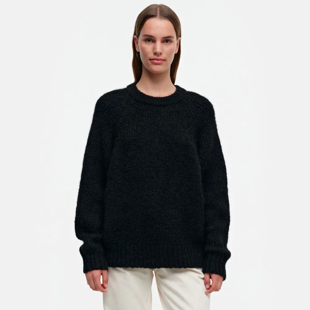 Wool Nylon Rib Long Sleeves Plain Crew Neck Casual Style marimekko