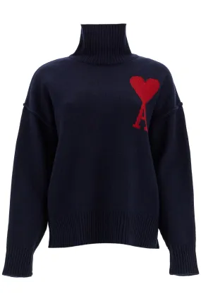 Marine/Rouge Wool Turtleneck Sweater - Ami de Coeur - UKS406 018